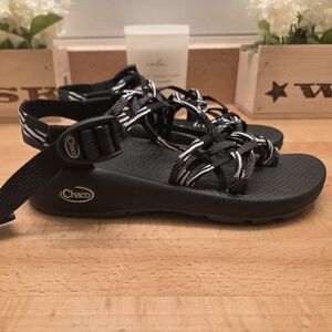 Chaco Sandals ZX3 Classic Scatter Black/White Arch Support Women Sz 7 Strappy